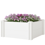 Outsunny Vinyl Raised Garden Bed Kit, 2 x 2 x 1ft Modular Elevated Garden Box with Slotting Legs and Open Bottom, White