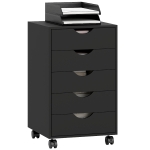 HOMCOM File Cabinet with 5 Drawer Wheels, 15.7" x 15.7" x 26.4", Black