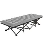 Outsunny Camping Cot with Soft Pad, 32" Extra Wide Folding Cots with Non-Slip Feet and Carry Bag, Grey