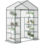 Outsunny 56" x 29" x 77" Portable Walk-in Greenhouse Garden Flower Plant Growing Warm House w/ 4 Tier Shelves and Roll Up Zippered Door, Transparent