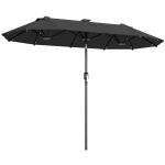 Outsunny 10ft Double-Sided Patio Umbrella with 35 LED Lights, 12 ribs, Extra Large Outdoor Parasol with Twin Canopy, Dark Grey