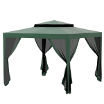 Outsunny 10' x 10' Outdoor Canopy Tent Party Tent with Mesh Netting and Double Tier Roof for Backyard, Garden, Patio, Green