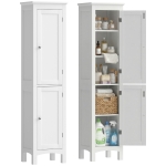 kleankin Tall Bathroom Cabinet, Freestanding Storage Organizer with Adjustable Shelves and Cupboards, 15" x 13" x 63", White