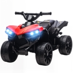 Qaba 6V Kids ATV, 4 Wheeler Electric Ride on Car with Music and LED Headlights, for Ages 37-72 Months Boys and Girls, Red