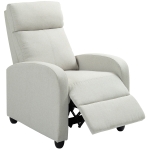 HOMCOM Fabric Recliner Chair Manual Home Theater Seating Single Reclining Sofa Chair with Padded Seat, Cream White