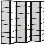HOMCOM 66.9" Folding Room Divider, 6 Panel Wall Partition with Wood Frame for Bedroom, Home Office, White