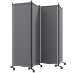 Outsunny Folding Room Divider with Castor Wheels, Rolling Privacy Screen for Home Office Bedroom, 5.6ft Tall