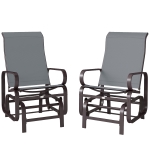 Outsunny Gliding Lounger Chair Set of 2, Single Rockers with Lightweight Metal & Mesh Construction, Gray