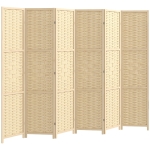 HOMCOM 6-Panel Room Divider, 5.6 FT Freestanding Folding Privacy Screen, Partition Wall Divider, Natural Wood