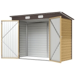 Outsunny 8 x 4FT Galvanized Garden Storage Shed, Metal Outdoor Shed with Double Doors and 2 Vents, Oak