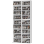 HOMCOM 9-Tier DVD Shelf with 18 Compartments and 14 Adjustable Shelves, Holds 640 CDs, 360 DVDs or 430 Blu-rays, White