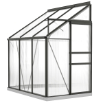 Outsunny Aluminum Lean-to Greenhouse Polycarbonate Walk-in Greenhouse with Rain Gutter and Sliding Door, 6' x 4', Dark Grey