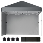 Outsunny 10' x 10' Pop Up Canopy with Sidewalls, Roller Bag, Height Adjustable Instant Tent for Outdoor, Garden, Patio, Dark Grey