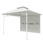 Outsunny 10' x 10' Patio Gazebo, Double Roof Outdoor Gazebo Canopy Shelter with Storage, Hook, Metal Frame, Cream White