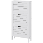 HOMCOM Modern Shoe Storage Cabinet with 3 Flip Drawers and Louvered Doors for 6 Pairs of Shoes, White