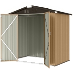 Outsunny 6.5' x 4'  Outdoor Storage Shed, Metal Garden Shed with Lockable Double Doors, 4 Vents, Yellow