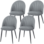 HOMCOM Modern Dining Chairs Set of 4, Upholstered Dining Room Chairs with Metal Legs, Shell Backrest, Padded Seat, Grey