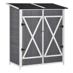 Outsunny 54.75''x29.5''x63'' Garden Storage Shed Asphalt Roof Wooden Timber Double Door Utility Storage House w/ Movable Shelf & Fixed Fittings