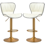 HOMCOM Counter Height Bar Stools Set of 2, Adjustable Height Bar Chairs with Swivel Seat, PU Leather Upholstery