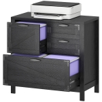 HOMCOM Lateral Filing Cabinet, Farmhouse File Cabinet with 4 Drawers, Fit Letter/A4/Legal Hanging Files, Black Wood Grain