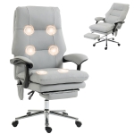 HOMCOM Massage Office Chair with 6-Point Vibration, Pet-Friendly Faux Leather Ergonomic Executive Desk Chair, Light Gray