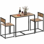 HOMCOM Dining Table Set, Industrial Dining Set for 2, Kitchen Table and Chairs for Small Space, Dining Room Table with Chairs