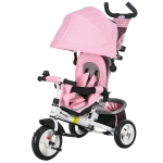 Qaba 6 in 1 Tricycle for Toddler 1-5 Years with Parent-Push Handle, Pink