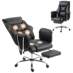 HOMCOM Massage Office Chair with 6 Points Vibration, Executive Desk Chair with High Back, PU Leather, Footrest, Black
