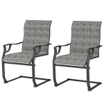 Outsunny C Spring Motion Patio Chairs Set of 2 with Curved High Backrest, Armrest, All Weather Breathable Fabric, Metal Frame