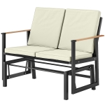 Outsunny Outdoor Glider Bench for 2 Person, Patio Glider Loveseat with Thick Cushions for Garden Balcony Porch, Cream White