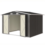 Outsunny 10' x 8' Metal Shed, Heavy Duty Outdoor Storage Shed with 4 Vents and Lockable Double Doors, Dark Grey