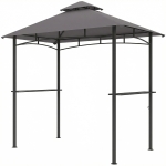 Outsunny 8' x 5' BBQ Grill Gazebo Tent with Double Tiered Canopy for Outdoor Sun Shade, Dark Grey