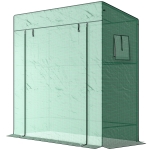 Outsunny Walk-in Tomato Greenhouse Lean-to Green House with Reinforced PE Cover, Roll-up Door, Mesh Windows, Green