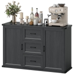 HOMCOM Sideboard with 3 Drawers and 2 Doors, 47" Buffet Cabinet with Adjustable Shelves for Kitchen, Black Wood Grain