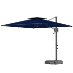Outsunny Square Cantilever Patio Umbrella, Double Top Patio Hanging Offset Umbrella with Crank & Tilt, 8' x 9', Dark Blue