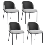 Set of 4 Stylish Dining Chairs with Ergonomic Contoured Back, Upholstered Chairs for Living Areas, 21.5'' L x 21.5'' W x 33.5'' H, Black+Gray