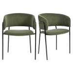 Modern Corduroy Side Chair with Ergonomic Curved Back, Minimalist Lounge Chair for Living Room, 30.5" L x 21.5" W x 19.5" H, Green