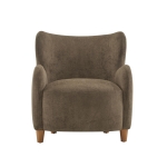 Luxe Wingback Armchair with Pocket-Spring Cushion, Elegant Lounge Chair for Living Room, 31" L x 32" W x 33" H, Dark Brown+Light Teak