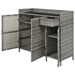 Wicker Outdoor Storage Cabinet with 3 Doors and a Drawer, Weatherproof Bar Table for Patio or Garden, 47.5'' L x 16'' W x 39.5'' H, Grey