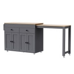 Space-Saving Kitchen Cart with 27" Extendable Dining Table, Rolling Kitchen Island with Ample Storage, 74.5'' L x 19.5'' W x 36'' H, Grey