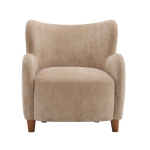 Luxe Wingback Armchair with Pocket-Spring Cushion, Elegant Lounge Chair for Living Room, 31" L x 32" W x 33" H, Light Camel+Light Teak