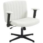 HOMCOM Criss Cross Chair with Flip-up Armrests, Wide Office Chair with Adjustable Height, Tilting, No Wheels, Beige
