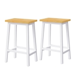 Set of 2 Wood Counter Stools with Anti‑Scratch Pads and Pine Legs, Solid Bar Chairs for Instant Style, 15.5'' L x 11'' W x 25.5'' H, White
