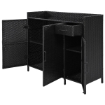 Outdoor Wicker Storage Cabinet with 3-Tier Adjustable Shelves, Stylish Bar Table for Garden, 47.5'' L x 16'' W x 39.5'' H, Black Brown