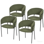 4-Piece Corduroy Side Chair Set with Ergonomic Curved Back, Stylish Lounge Chair Set for Living Room, 30.5" L x 21.5" W x 19.5" H, Green
