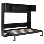 Stylish Murphy Bed with Storage Cabinets and X-Style Accent, Space-Saving Wall Bed with MDF Construction, 88" L x 67" W x 88.5" H, Black