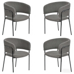 4-Piece Corduroy Side Chair Set with Ergonomic Curved Back, Modern Lounge Chair Set for Living Room, 30.5" L x 21.5" W x 19.5" H, Grey