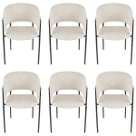 6-Piece Corduroy Side Chair Set with Ergonomic Curved Back, Modern Lounge Chair Set for Living Room, 30.5" L x 21.5" W x 19.5" H, Beige