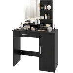 HOMCOM Vanity Desk with Mirror, Makeup Vanity w/ Drawer, Open Compartment and Shelves, Cabinet, Adjustable Shelves for Bedroom