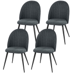 HOMCOM Set of 4 Modern Dining Chairs, Velvet Upholstered Kitchen Chairs with Steel Legs for Living Room, Dark Grey